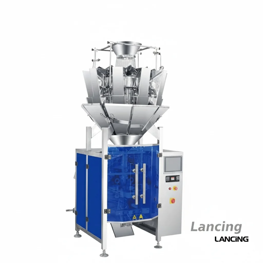 Automatic multihead combination weigher with vertical bagging machine for snacks and granules