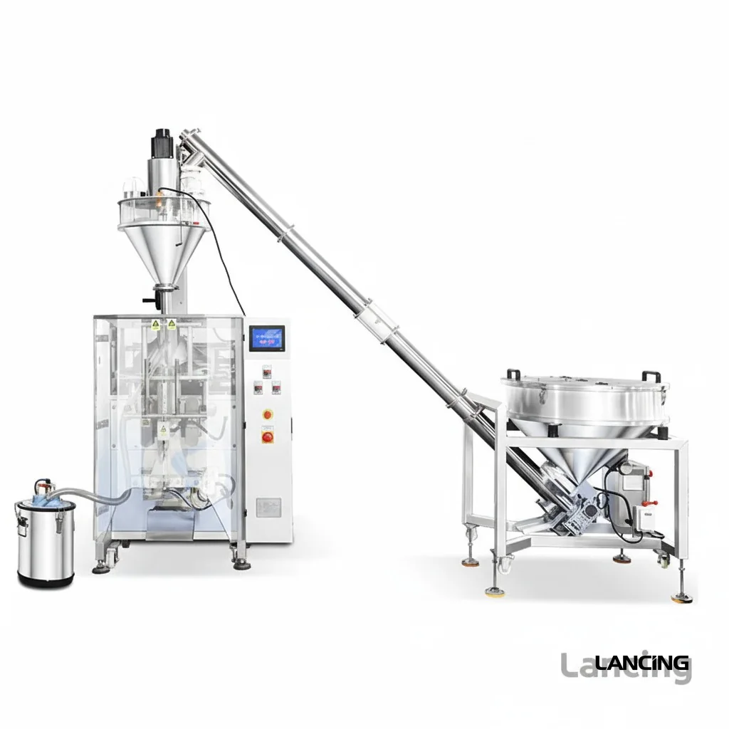 Automatic VFFS auger powder filling and sealing line with screw feed system